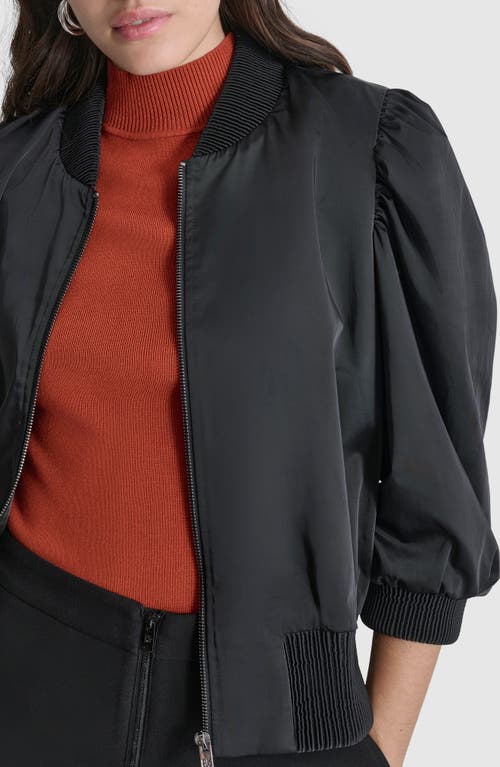 Shop Dkny Shine Puff Shoulder Bomber Jacket In Black