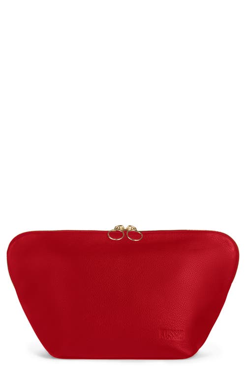 Vacationer Leather Makeup Bag in Candy Apple Red