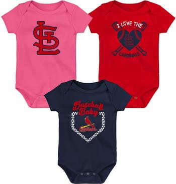 Outerstuff Infant Red/Navy/Pink St. Louis Cardinals Baseball Baby 3-Pack  Bodysuit Set