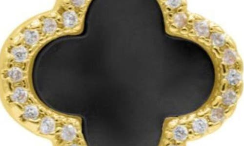 Adornia Crystal Halo Clover Drop Earrings In Gold/black