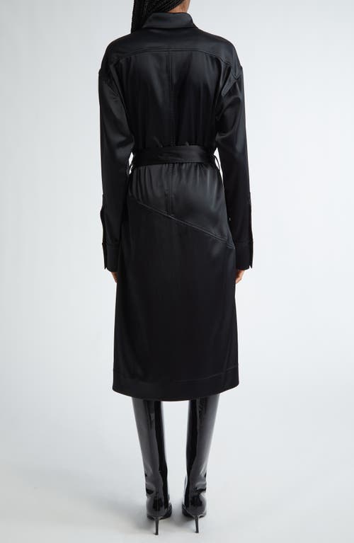PROENZA SCHOULER PROENZA SCHOULER ANDY BELTED LONG SLEEVE SATIN SHIRTDRESS