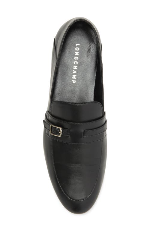 Longchamp Buckle Strap Loafer In Black