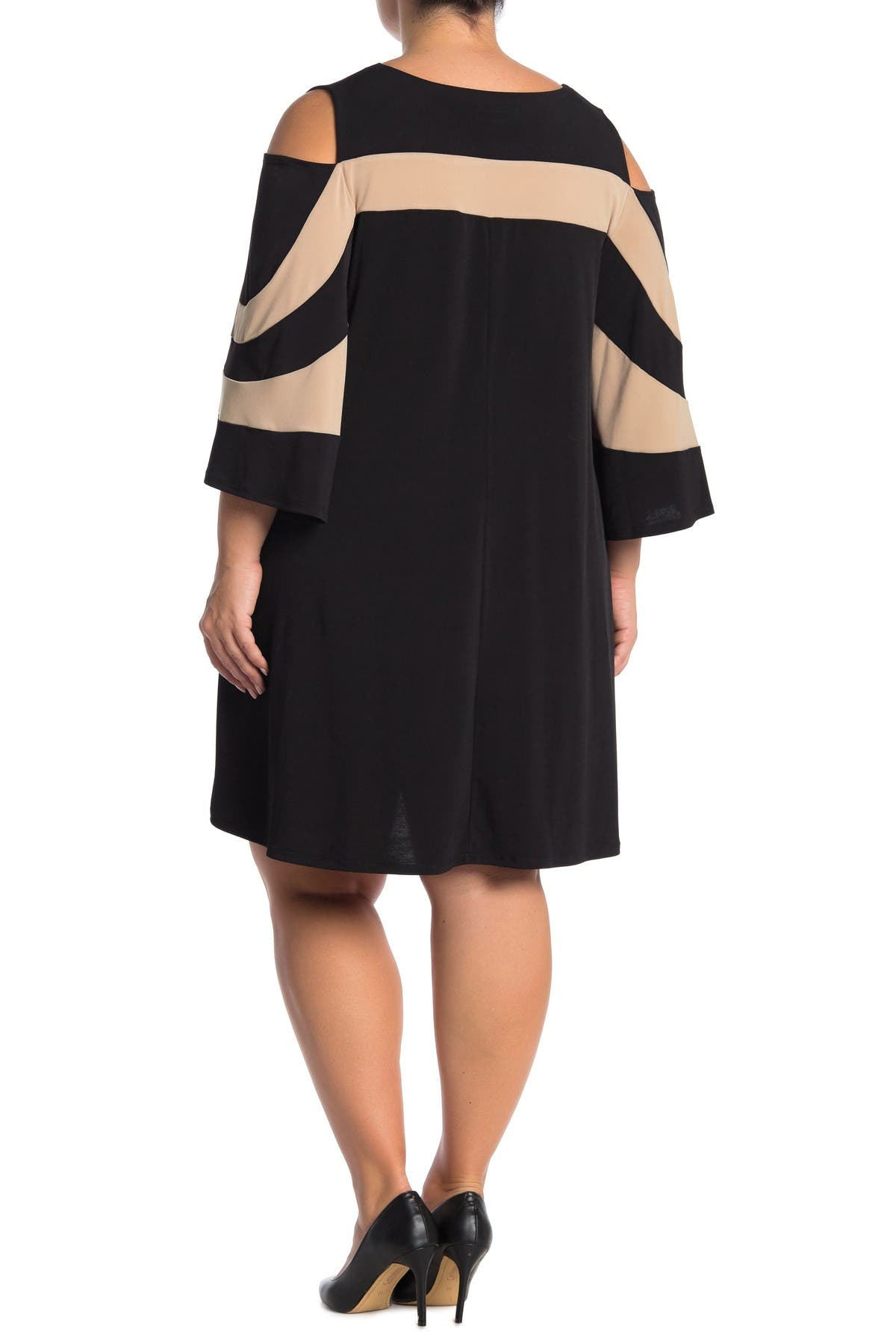 nina leonard cold shoulder dress