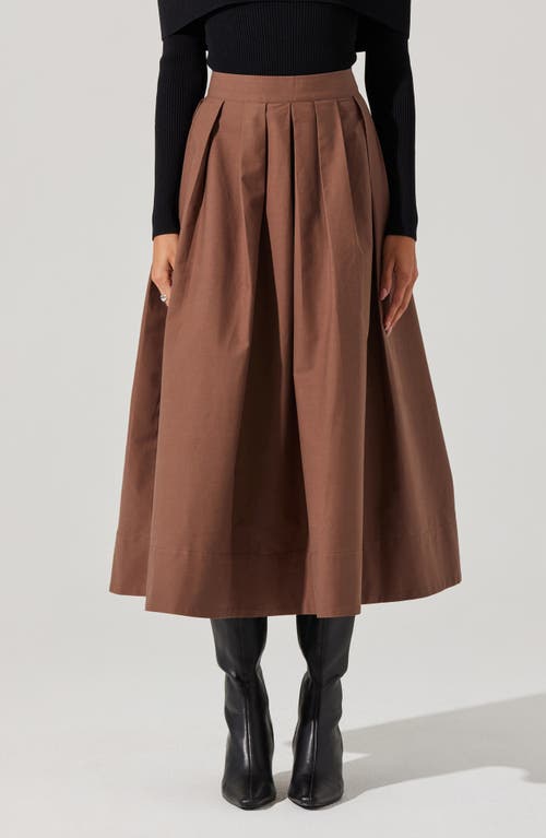 Shop Astr The Label Cotton Midi Skirt In Brown