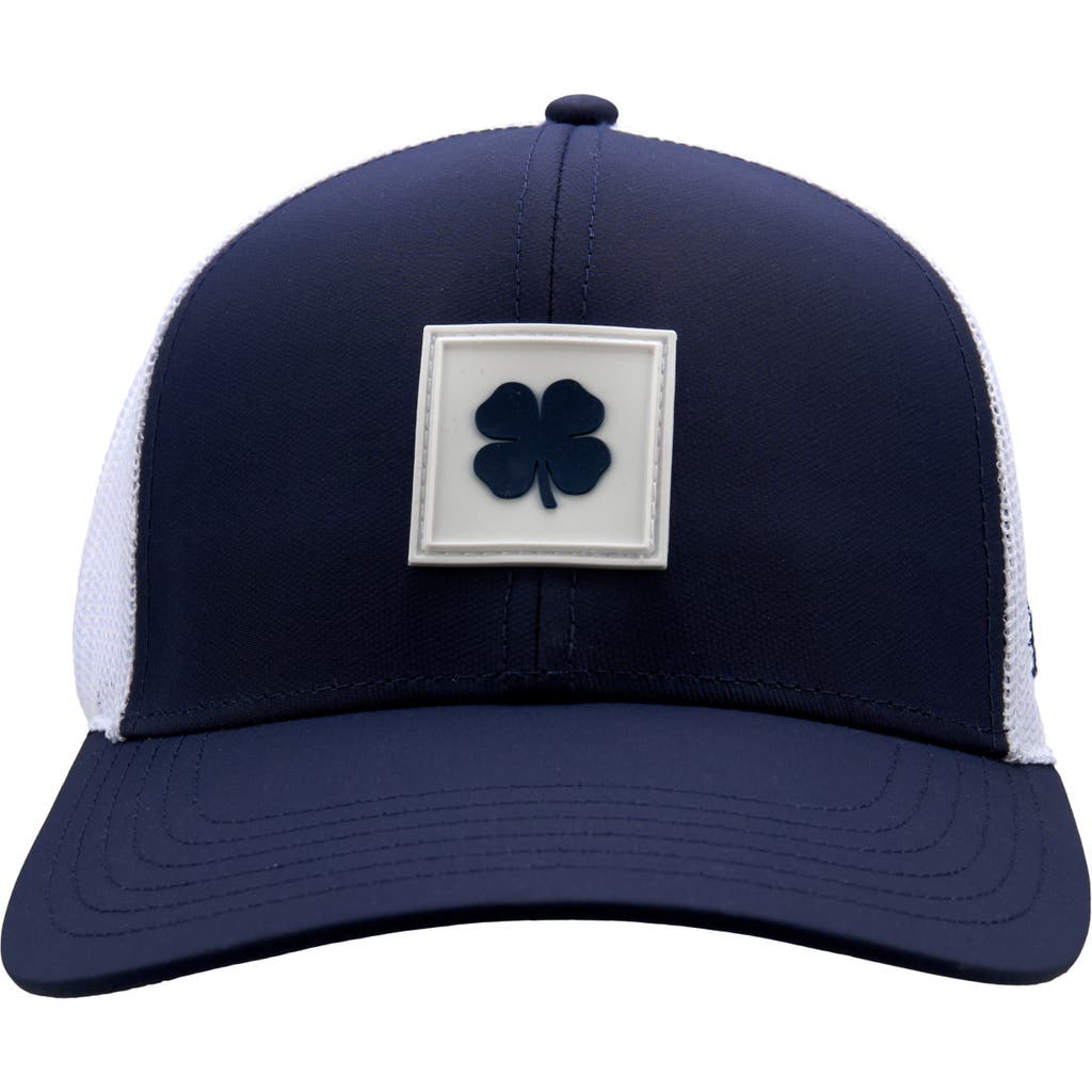 Black Clover Luck Square Patch Snapback Trucker Hat In Blue