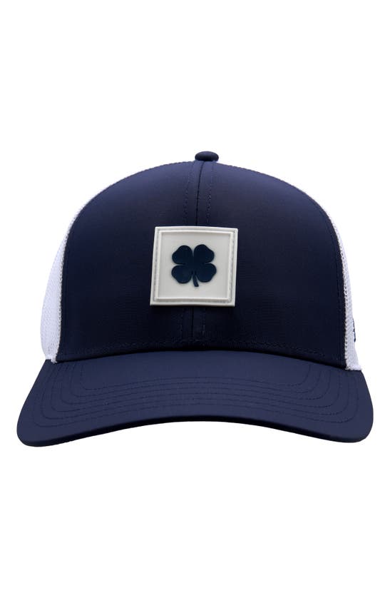 Black Clover Luck Square Patch Snapback Trucker Hat In Blue