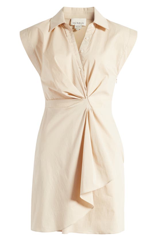Shop Luxely Haven Faux Wrap Dress In Irish Cream