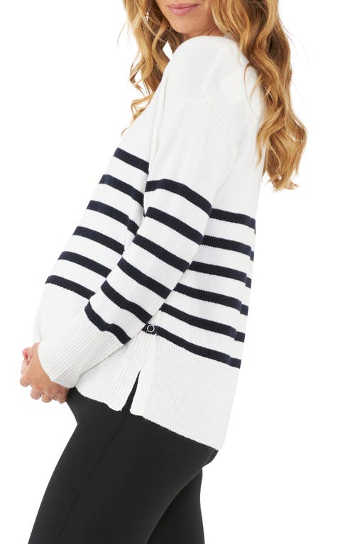 Shop Ripe Maternity Hanna Maternity/nursing Sweater In White/navy