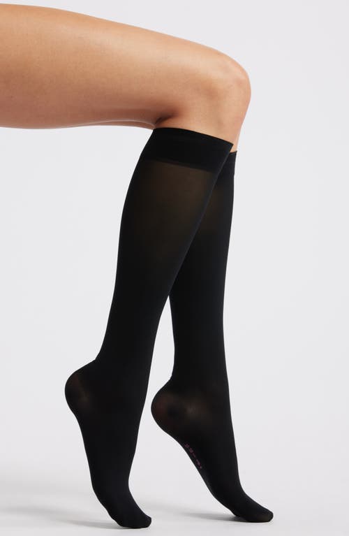 Shop Item M6 Translucent Knee High Socks In Black