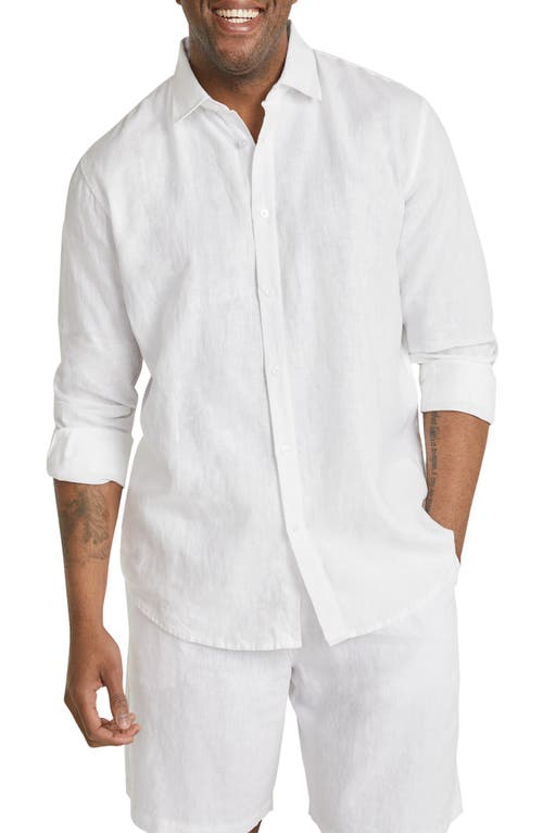 Resort Relaxed Fit Linen Button-Up Shirt in White