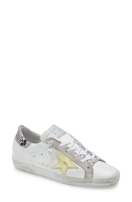 Golden Goose Super-Star Low Top Sneaker in White Leather/Pale Yellow at Nordstrom, Size 8Us
