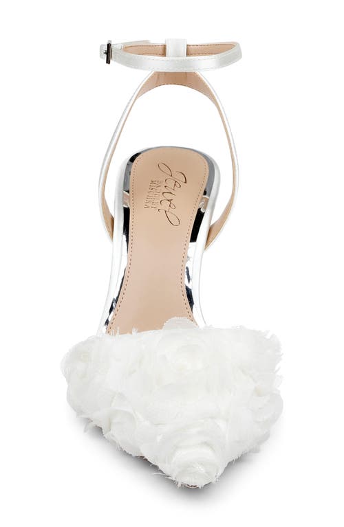 Jewel Badgley Mischka Shannon Pointed Toe Ankle Strap Pump In Ivory/ivory