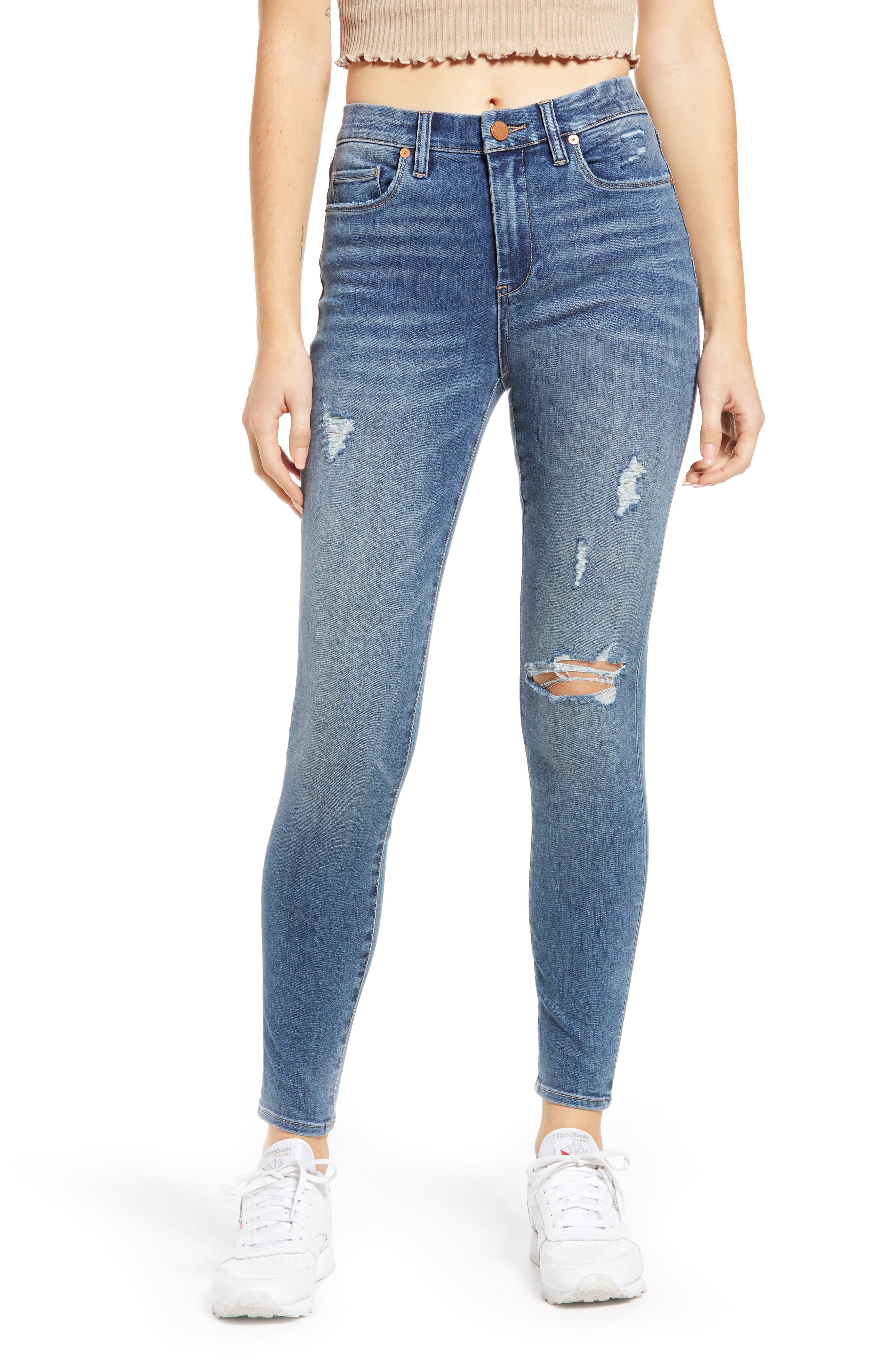 Blanknyc Denim The Bond Ripped Mid Rise Skinny Jeans In Monday Blues
