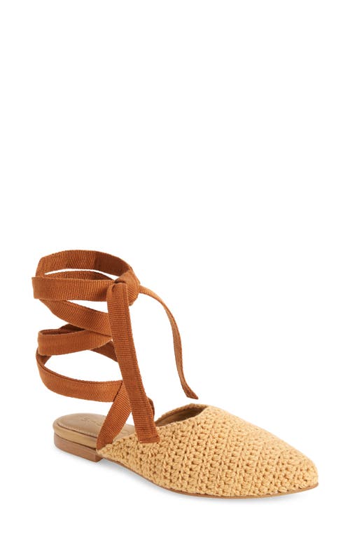Porto Novo Ankle Wrap Flat in Biscuit