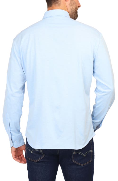 Tailorbyrd Micro Pique Long Sleeve Button-up Shirt In Light Blue