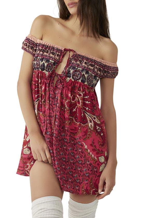 Free People Bali Mariposa Slip Dress In Strawberry Combo