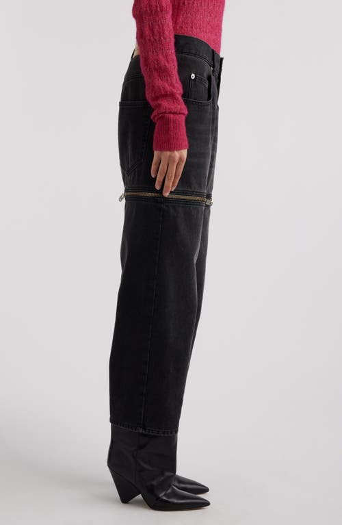 Shop Isabel Marant Étoile Salia Zip Vent Barrel Jeans In Faded Black