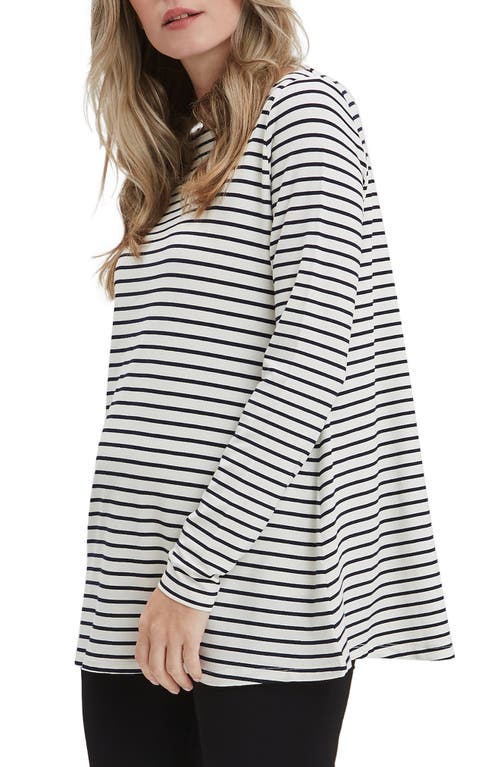 Shop Nom Maternity Nicolette Maternity Top In White/navy Stripe