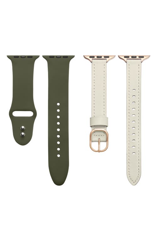 Assorted 2-Pack Apple Watch Watchbands in White /Olive Green