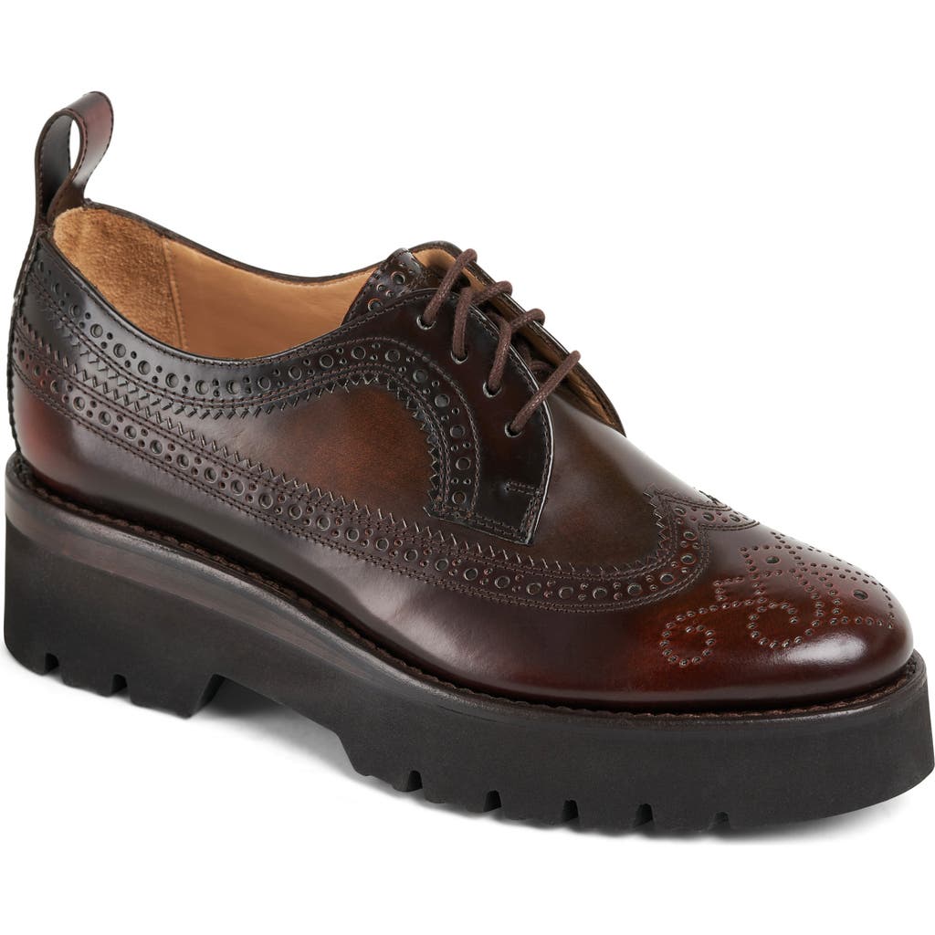 The Office Of Angela Scott Miss Lucy Wingtip Platform Derby In Brown Multicolor