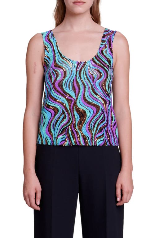 maje Lemilio Sequin Tank Blue Multi-Coloured at Nordstrom,