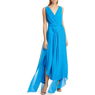 Preen By Thornton Bregazzi Kimber Pleat Georgette Gown, Blue