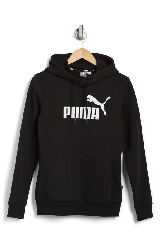 Puma Ess Logo Fleece Lined Pullover Hoodie In  Black