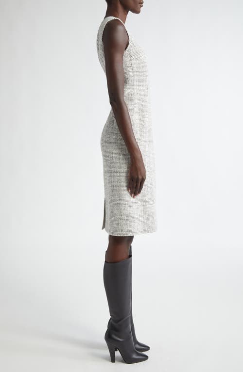 Shop Lafayette 148 New York Harpson Sleeveless Tweed Dress In Cloud Multi