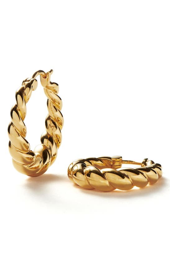 Shop Missoma Twisted Tidal Medium Hoop Earrings In Gold