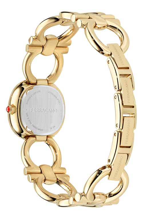 Ferragamo Women's Swiss Double Gancini Gold Ion Plated Link Bracelet Watch 25mm In Ip Yellow Gold