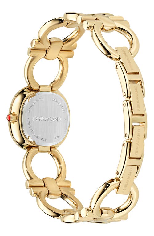 Shop Ferragamo Double Gancini Bracelet Watch, 25mm<br /> In Ip Yellow Gold