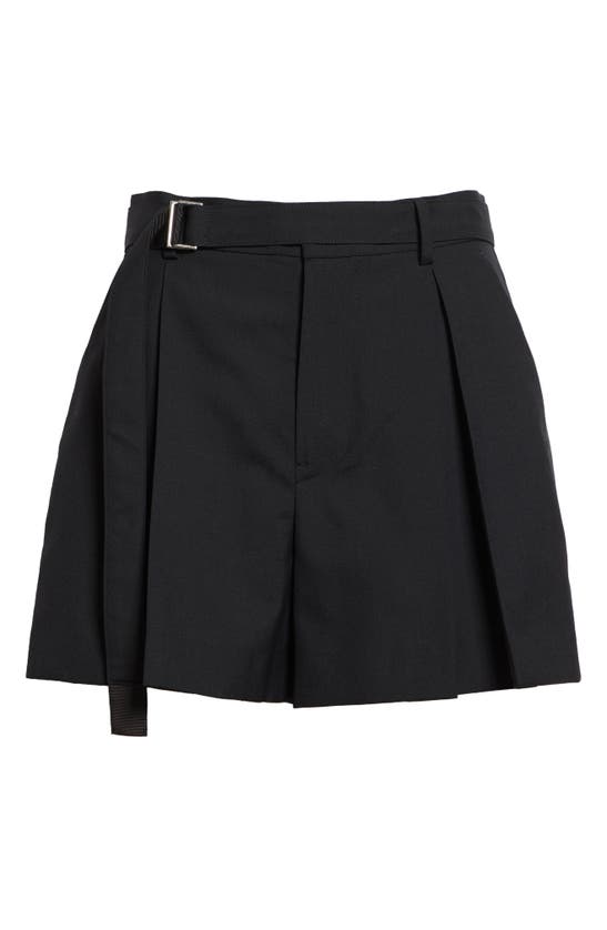 Shop Sacai Belted Suiting Shorts In Black