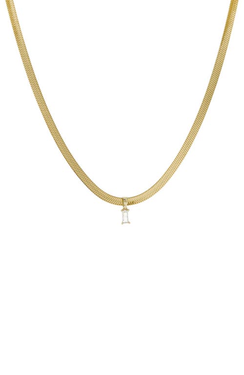 Panacea Crystal Pendant Herringbone Chain Necklace in Gold
