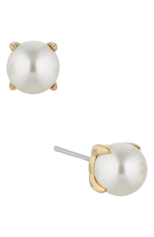 Nadri Dot Dot Dot Imitation Pearl Stud Earrings In Gold