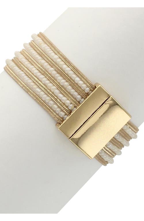 Shop Olivia Welles Abby Beaded Bracelet In Gold/ivory