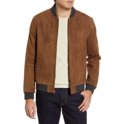 Nordstrom Signature Suede Bomber Jacket, Brown