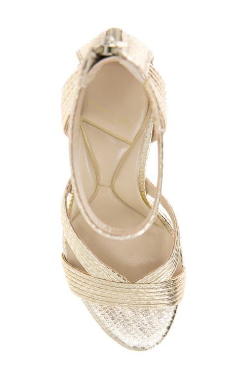 Kenneth Cole Nadine Ankle Strap Platform Sandal In Gold Snake