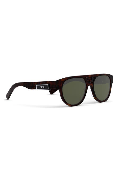 Shop Dior 'b23 R1i 54mm Round Sunglasses In Dark Havana/green