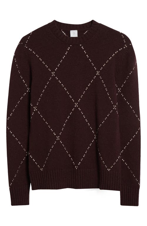 Shop Eleventy Argyle Wool Crewneck Sweater In Barolo Sand