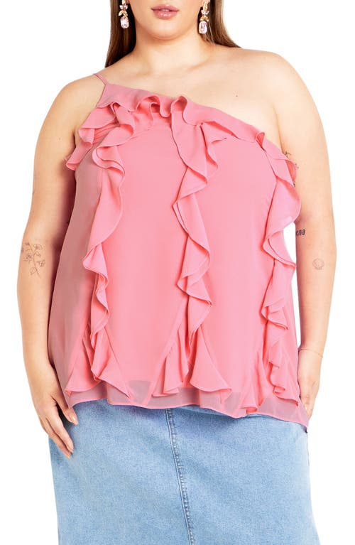 Shop City Chic Rita Ruffle One Shoulder Top In Baby Pink