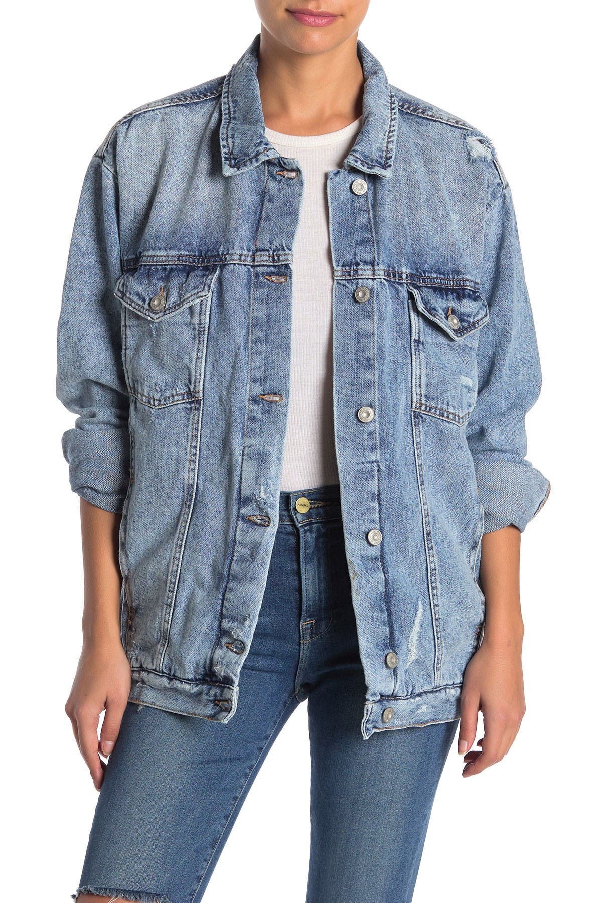 free people ramona denim trucker jacket