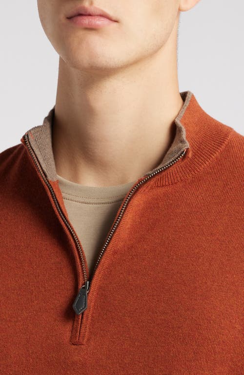 Shop Scott Barber Cotton & Cashmere Quarter Zip Sweater In Spice