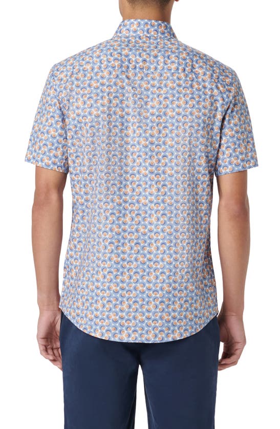 Shop Bugatchi Orson Dot Print Short Sleeve Stretch Cotton Button-up Shirt In Caramel