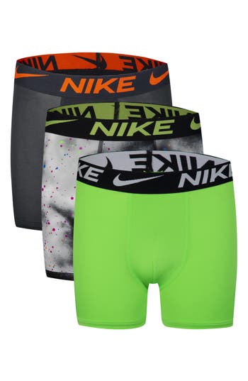 Shop Nike Kids' Assorted 3-pack Micro Essentials Boxer Briefs In Black/green Strike