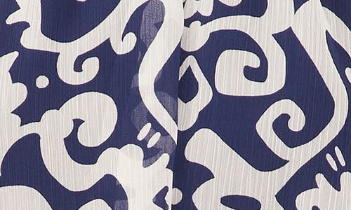 CHAUS CHAUS MEDALLION PRINT SMOCKED HALTER NECK BLOUSE 