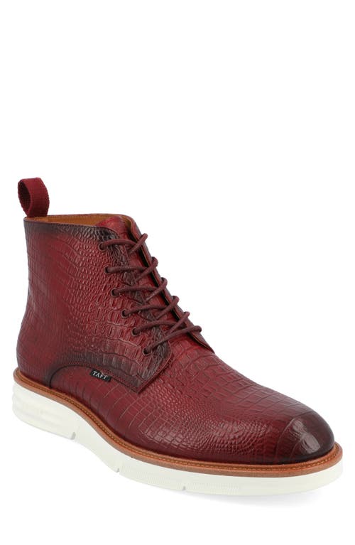 Croc Embossed Leather Boot in Cherry