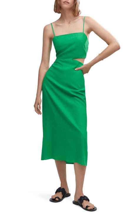 Mango - Rhinestone Dress with Ruched Detail Medium Brown - 6 - Women