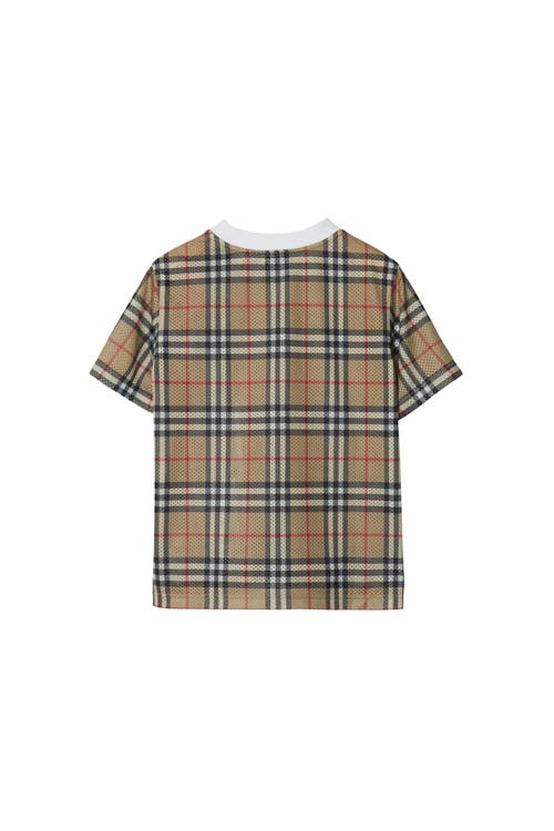 Shop Burberry Check Mesh T-shirt In Archive Beige