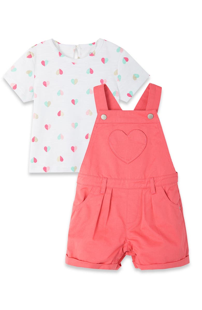 LITTLE ME Heart Shortall Set, Main, color, PINK