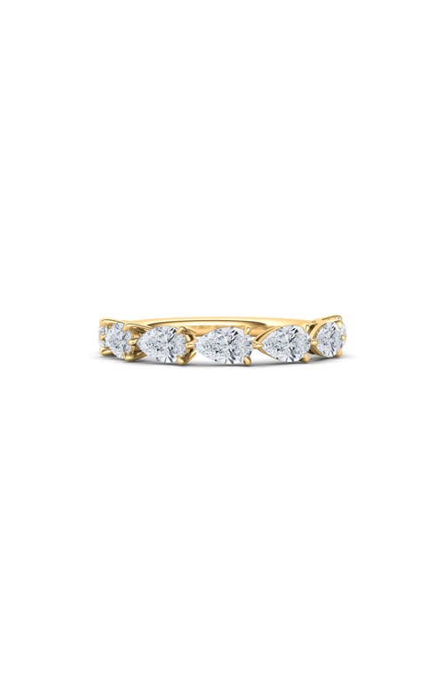 Hautecarat Pear Cut Lab Created Diamond Half Eternity Ring In Yellow Gold